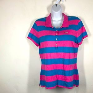 Le Tigre pink and blue stripe polo size medium